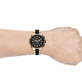 Michael Kors Lennox Chronograph Black Dial Two Tone Steel Strap Watch for Men - MK8990