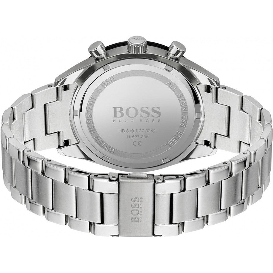 Hugo Boss Santiago Black Dial Silver Steel Strap Watch for Men - 1513862