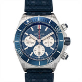 Breitling Super Chronomat B01 44 Blue Dial Blue Rubber Strap Watch for Men - AB0136161C1S1