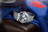 Breitling Chronomat B01 42 Six Nations France Blue Dial Silver Steel Strap Watch for Men - AB0134A81C1A1