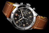 Breitling Avi Chronograph 42 P-51 Mustang Black Dial Brown Leather Strap Watch for Men - A233803A1B1X1