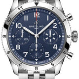 Breitling Avi Chronograph 42 Tribute to Vought F4U Corsair Blue Dial Silver Steel Strap Watch for Men - A233801A1C1A1