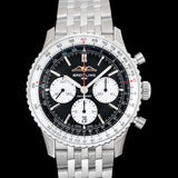 Breitling Navitimer B01 Chronograph 43 Black Dial Silver Steel Strap Watch for Men - AB0138211B1A1