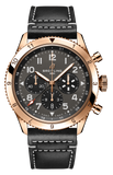 Breitling Super Avi B04 Chronograph GMT 46 P-51 Mustang Grey Dial Black Leather Strap Watch for Men - RB04451A1B1X1