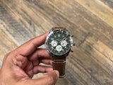 Breitling Super Avi B04 Chronograph GMT 46 Curtiss Warhawk Green Dial Brown Leather Strap Watch for Men - AB04452A1L1X1