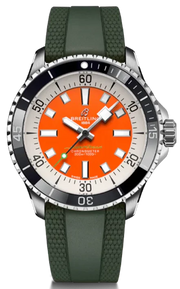 Breitling Superocean Automatic 42mm Kelly Slater Limited Edition Orange Dial Green Rubber Strap Watch for Men - A173751A101S1