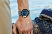 Breitling Superocean Heritage '57 Special Edition II Blue Dial Silver Mesh Bracelet Watch for Men - A103702A1C1A1