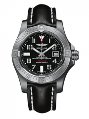 Breitling Avenger II Seawolf Stainless Steel 45mm Volcano Black Leather Strap Mens Watch - A1733110/BC31/436X
