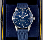 Breitling Superocean Heritage II B20 44mm Blue Dial Blue Rubber Strap Mens Watch - AB2030161C1S1