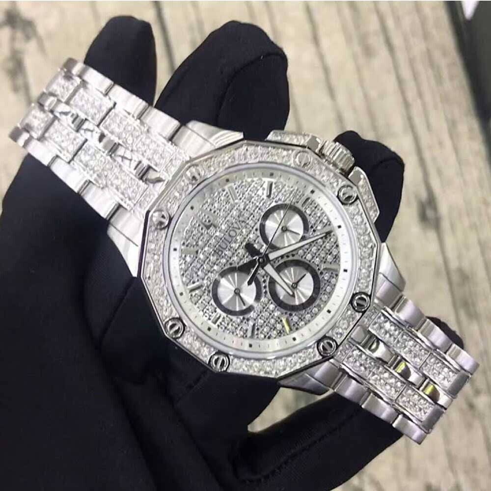 Bulova 96c134 Bulova Crystal Collection Pave Silver Dial With