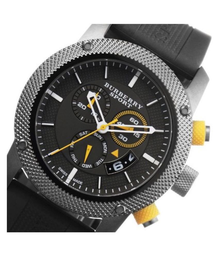 Burberry Sport Endurance Chronograph Grey Dial Grey Rubber Strap Watch