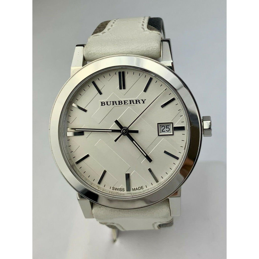 Burberry Silver-Tone Case White Dial Ladies Watch with Check Strap Burberry Silver Watches - Elegant Design and Superior  main image 2