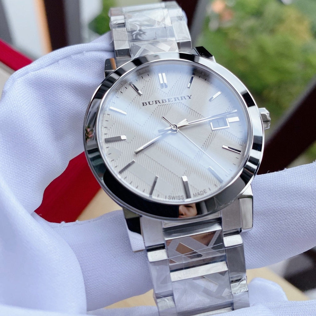 Burberry The City Silver Dial Silver Steel Strap Watch for Men Burberry The City Silver Dial Silver Steel Strap Watch for Men