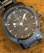 Burberry Endurance Chronograph Quartz Black Dial Black Steel Strap Watch For Men - BU9801
