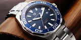 Tag Heuer Aquaracer 43mm Jam Tangan Tali Baja Perak Dial Biru untuk Pria - WAY101C.BA0746