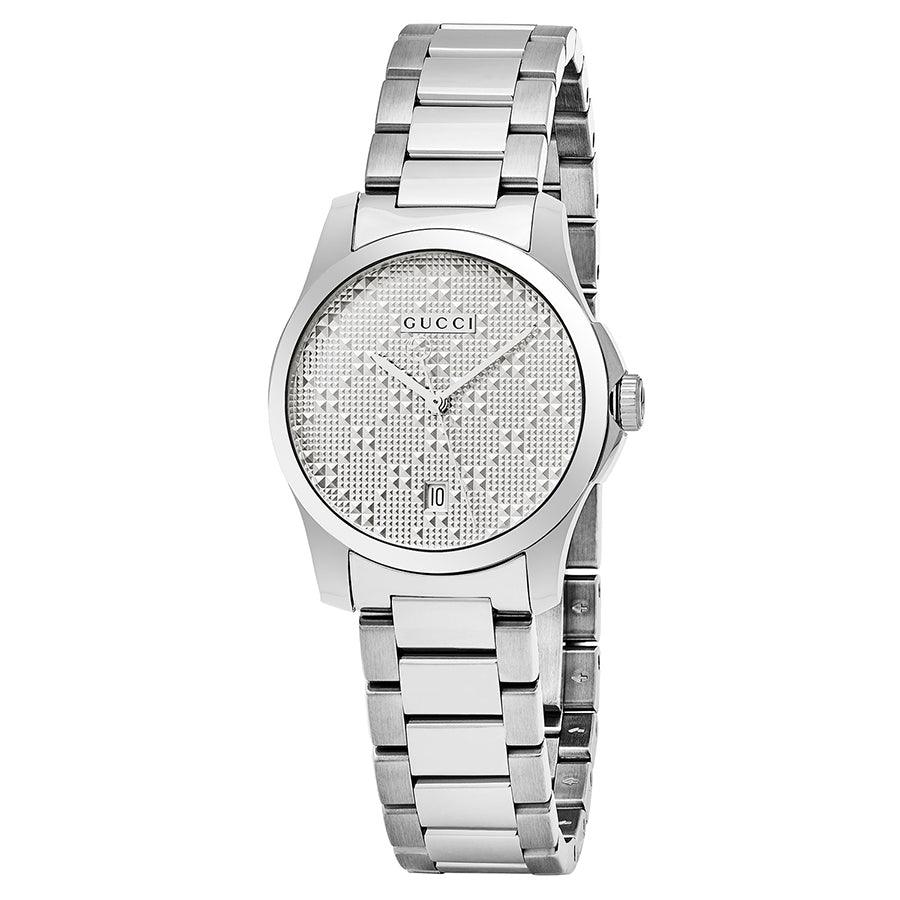 Gucci G Timeless Silver Dial Silver Steel Strap Watch For Women display picture 3