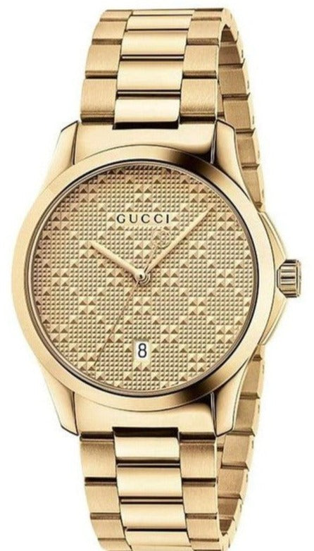GUCCI アナログ腕時計 1285 ゴールド Gucci G Timeless Quartz Green Dial Two Tone Steel Strap Watch For Men