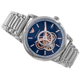 Emporio Armani Luigi Chronograph Skeleton Blue Dial Silver Steel Strap Watch For Men - AR60036