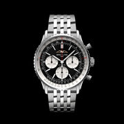 Breitling Navitimer B01 Chronograph 43 Black Dial Silver Steel Strap Watch for Men - AB0138211B1A1