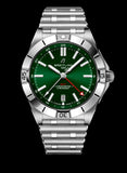 Breitling Chronomat GMT 40 Green Dial Silver Steel Strap Watch for Men - A32398101L1A1