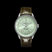 Breitling Navitimer Automatic 35 Green Dial Green Leather Strap Watch for Women - A17395361L1P1