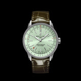 Breitling Navitimer Automatic 35 Green Dial Green Leather Strap Watch for Women - A17395361L1P1