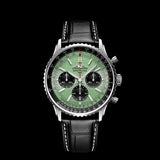 Breitling Navitimer B01 Chronograph 43 Green Dial Black Leather Strap Watch for Men - AB0138241L1P1