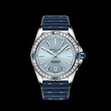 Breitling Super Chronomat Automatic 38 Diamonds Blue Dial Blue Rubber Strap Watch for Women - A17356531C1S1