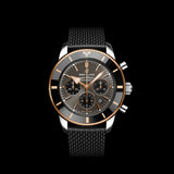 Breitling Superocean Heritage B01 Chronograph 44 Black Dial Black Mesh Bracelet Watch for Men - UB01621A1M1S1