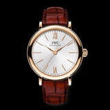 IWC Portofino Automatic Silver Dial Red Leather Strap Watch for Women - IW357401