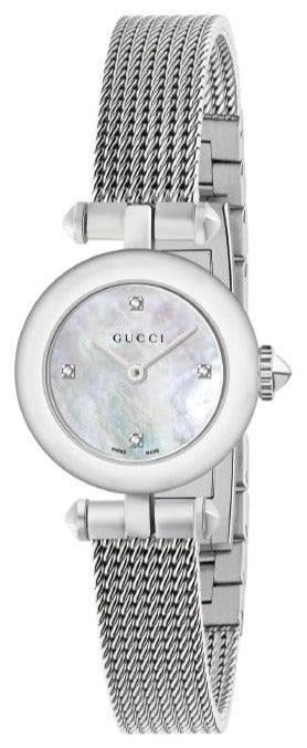 Gucci Diamantissima Diamonds Mother of Pearl Dial Silver Mesh Bracelet Watch for Women - YA141512