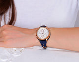 Fossil Original Boyfriend Chronograph White Dial Navy Blue Leather Strap Watch for Women - ES3838