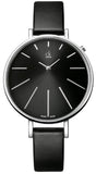 Calvin Klein Equal Black Dial Black Leather Strap Watch for Women - K3E231C1