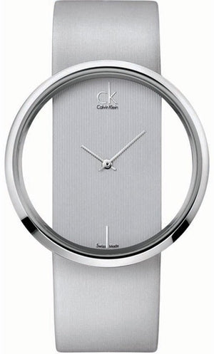 Calvin Klein Glam Transparent Dial Sky Blue Leather Strap Watch for Women - K9423193