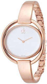 Calvin Klein Impetuos Silver Dial Rose Gold Steel Strap Watch for Women - K4F2N616