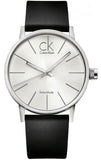 Calvin Klein Post Minimal Silver Dial Black Leather Strap Watch for Men - K7621192