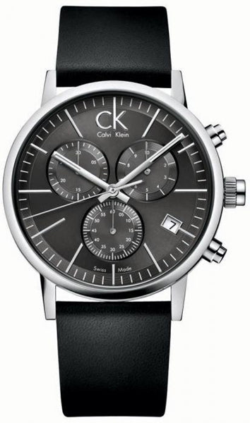 Calvin Klein Post Minimal Chronograph Black Dial Black Leather