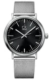 Calvin Klein Surround Black Dial Silver Mesh Bracelet Watch for Men - K3W21121