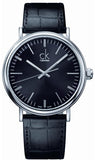 Calvin Klein Surround Black Dial Black Leather Strap Watch for Men - K3W211C1