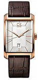 Calvin Klein Window Silver Dial Brown Leather Strap Watch for Men - K2M21620