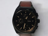 Fossil Everett Chronograph Black Dial Brown Leather Strap Watch for Men - FS5798