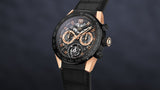 Tag Heuer Carrera Chronograph Tourbillion Titianium & Gold Black Dial Black Leather Strap Watch for Men - CAR5A5U.FC6377