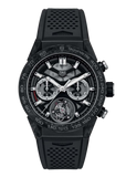 Tag Heuer Carrera Chronograph Tourbillion Titanium Carbon Black Dial Black Rubber Strap Watch for Men - CAR5A8W.FT6071