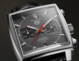 Tag Heuer Monaco Calibre 12 Final Edition Chronograph Grey Dial Black Leather Strap Watch for Men - CAW211J.FC6476