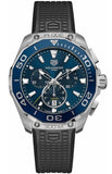 Tag Heuer Aquaracer Chronograph Jam Tangan Tali Karet Hitam Dial Biru untuk Pria - CAY111B.FT6041