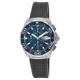 Tag Heuer Aquaracer Chronograph Jam Tangan Tali Karet Hitam Dial Biru untuk Pria - CAY111B.FT6041