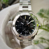 Tag Heuer Aquaracer Automatic Chronograph Black Dial Silver Steel Strap Watch for Men - CAY2110.BA0927