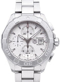 Tag Heuer Aquaracer Automatic Chronograph White Dial Silver Steel Strap Watch for Men - CAY2111.BA0927