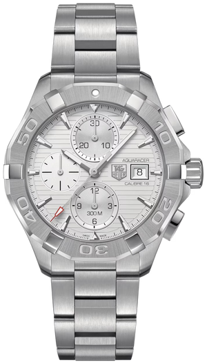 Tag Heuer Aquaracer Automatic Chronograph White Dial Silver Steel Strap Watch for Men - CAY2111.BA0927