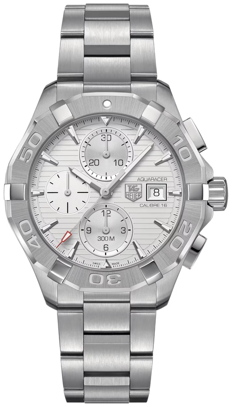 Tag Heuer Aquaracer Caliber 16 Automatic Chronograph White Dial Silver Steel Strap Watch for Men - CAY2111.BA0927
